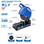 Tronzadora 2200W 110-120V para corte en obra y taller