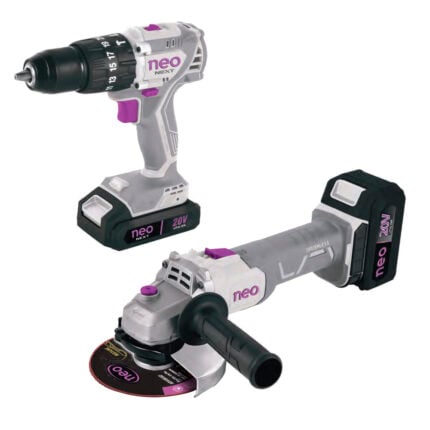 Kit taladro y esmeril inalámbrico 20V (13 mm y 115 mm)