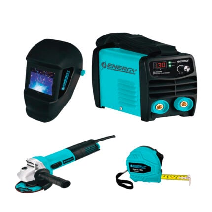 Combo soldadora inverter con esmeril, máscara y disco