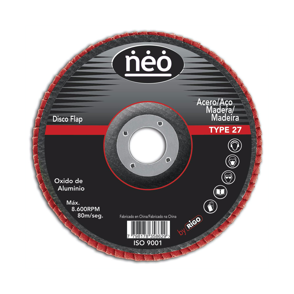 DFANEO.jpg Disco flap 4 1/2 grano 100 para acabado fino (115 mm)