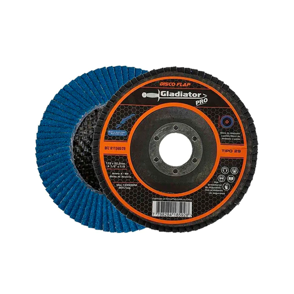 DFZ8115100.jpg Disco flap 4 1/2 grano 100 para acabado fino