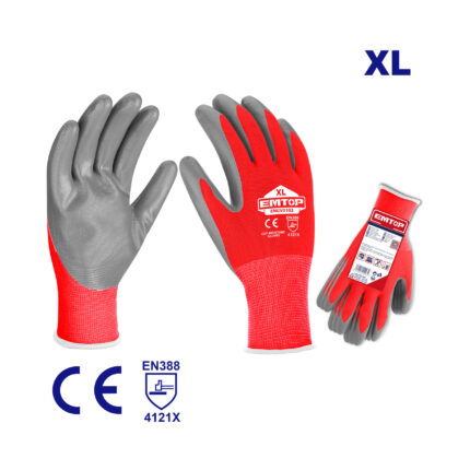 Guantes de nitrilo EMTOP con palma recubierta, talla XL (par)
