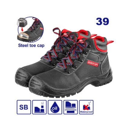 Zapatos de seguridad EMTOP tipo bota negra talla 39 con puntera de acero