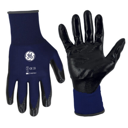 GE Protección Guantes de nitrilo recubiertos talla L, paquete 12 pares
