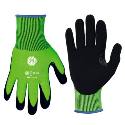 GE Protección Guantes de nitrilo recubiertos Hi-Vis A3, 12 pares talla L