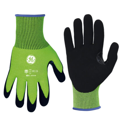 GE Protección Guantes de nitrilo A3 de alta visibilidad, talla L