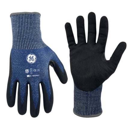 GE Protección Guantes de nitrilo recubiertos talla L, paquete 12 pares