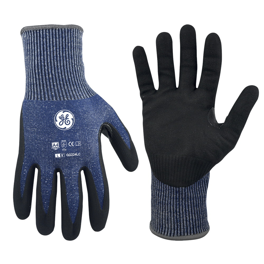 GG224L.jpg GE Protección Guantes de nitrilo recubiertos talla L, paquete 12 pares