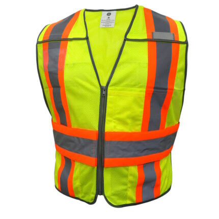GE Protección Chaleco reflectivo verde de 5 bolsillos, talla XL