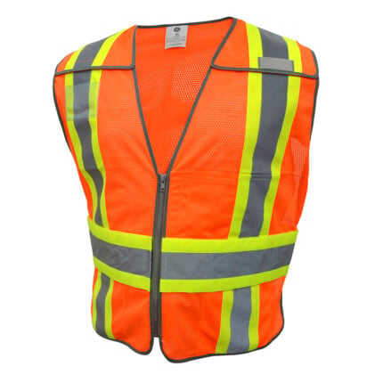 GE Protección Chaleco reflectivo naranja con 5 bolsillos, talla L