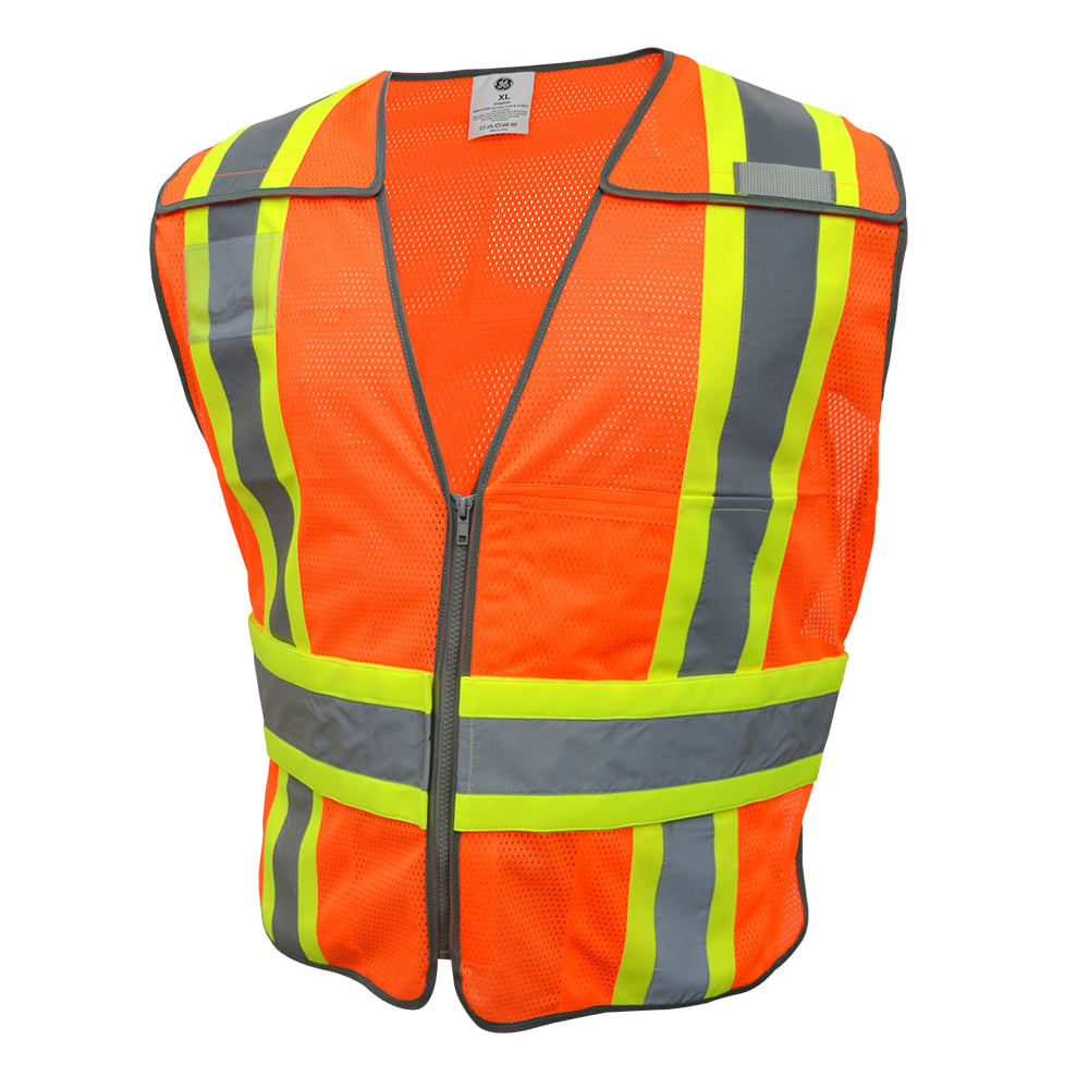 GV084OM.jpg GE Protección Chaleco reflectivo naranja con 5 bolsillos, talla M