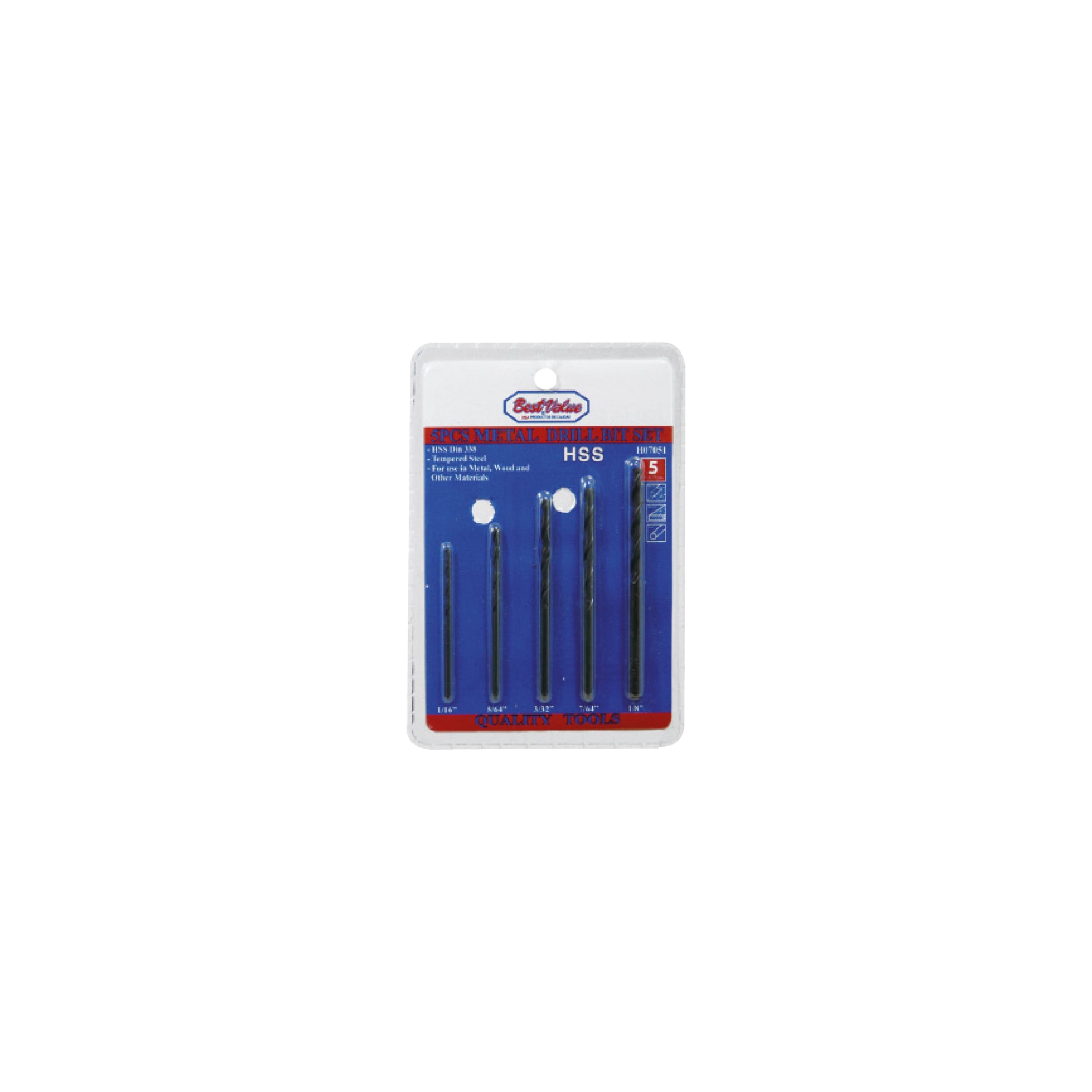 H07051.jpg Juego de brocas HSS 5 piezas para metal, madera y plástico