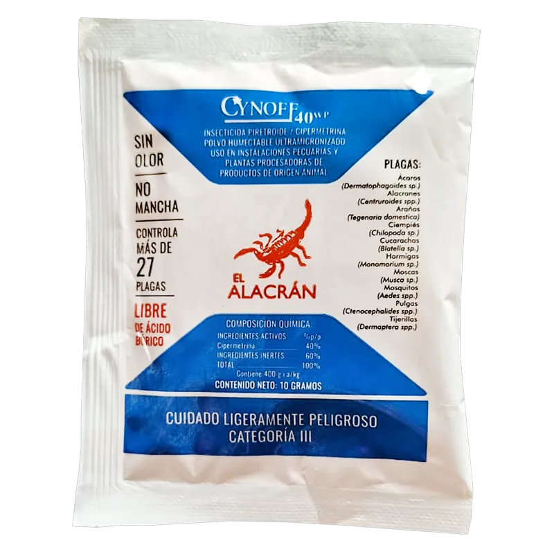 I00001-CYNOFF-S-40-WP-10-G.webp insecticida multiplaga en polvo Cynoff 40 WP cucarachas alacranes Costa Rica