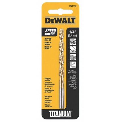 DEWALT Broca para metal 1/4 titanio DW1316