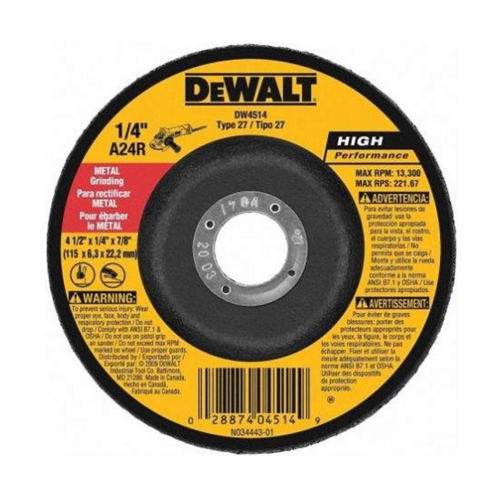 N_DW4514F.jpg Disco de desbaste 4-1/2 x 7/8 x 6 mm DEWALT DW4514F