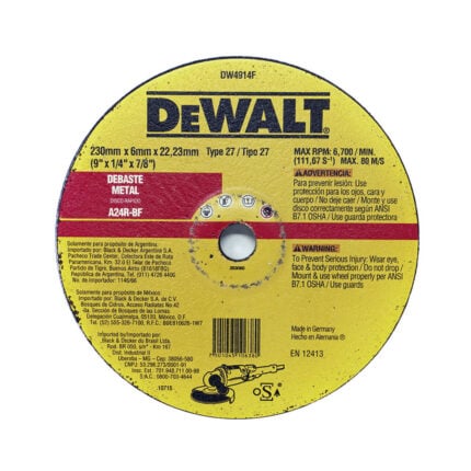 Disco de desbaste 9 pulgadas 7/8 6 mm DEWALT DW4914F