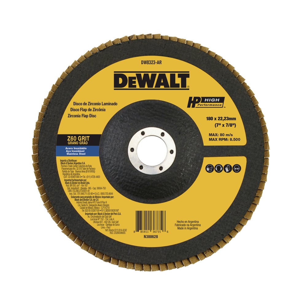 N_DW8323.jpg Disco flap de zirconio 7x7/8 grano 60 DEWALT