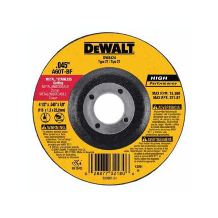 Disco de corte para metal 4-1/2 x 7/8 fino DEWALT