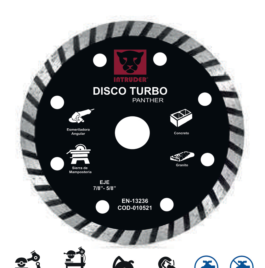 Disco de corte diamantado Intruder Panther Turbo 4 1/2 pulg 22,2 mm Disco de corte diamantado Intruder Panther Turbo 4 1/2 pulg 22,2 mm