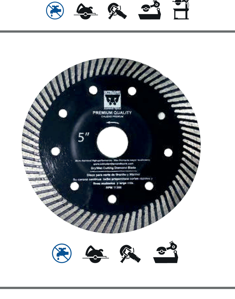 Disco diamantado para granito Intruder Turbo Seco 7 pulgadas Disco diamantado para granito Intruder Turbo Seco 7 pulgadas