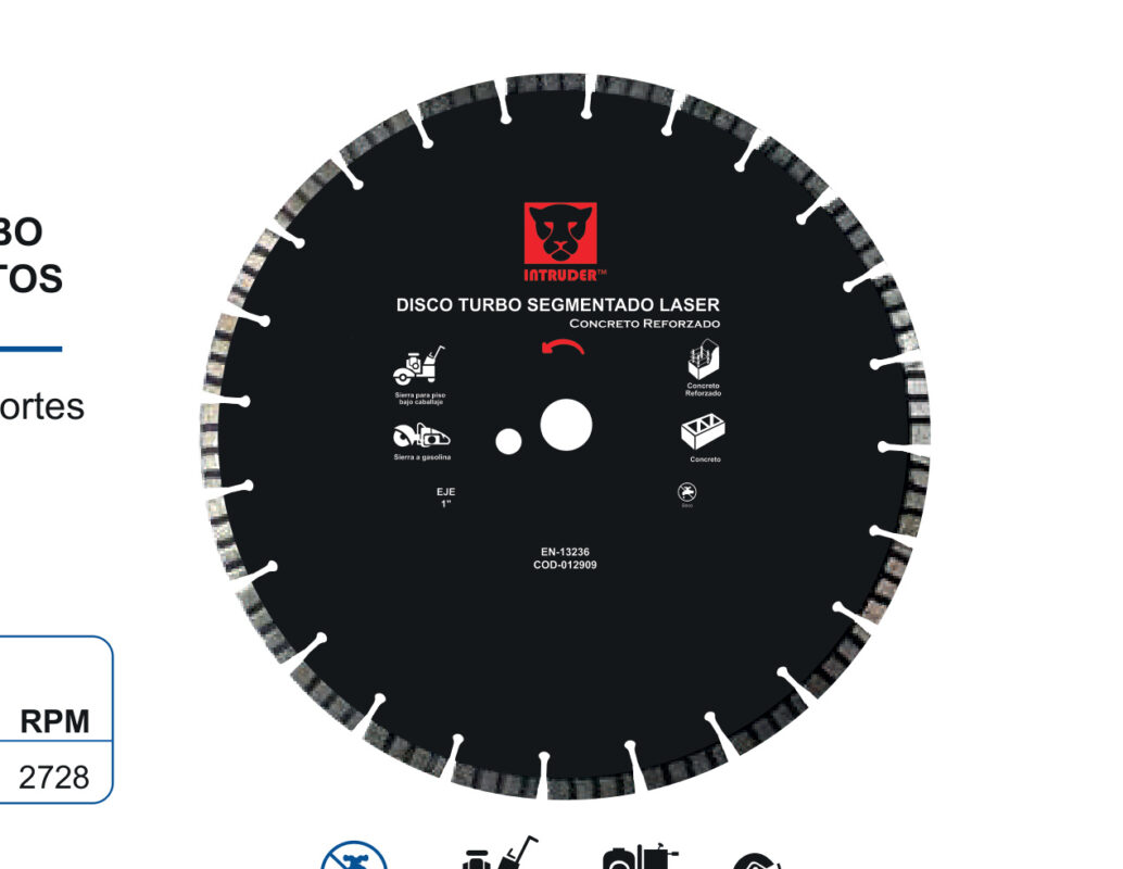 Disco Intruder Turbo Segmentado Láser para Concreto Reforzado - disco diamantado para concreto reforzado