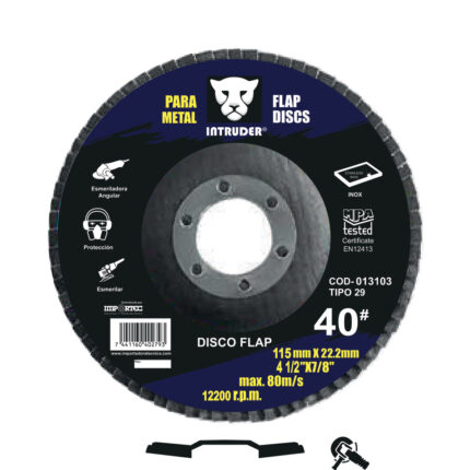 Disco flap de zirconio grano 60 INTRUDER 4 1/2 x 22,2 mm