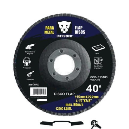 Disco flap de zirconio INTRUDER grano 80 4 1/2 x 22,2 mm – disco abrasivo