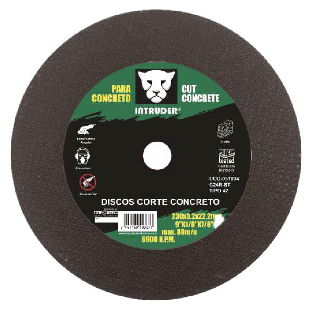 Disco de desbaste para concreto INTRUDER 9 x 3mm x 22,2mm Disco de desbaste para concreto INTRUDER 9 x 3mm x 22,2mm