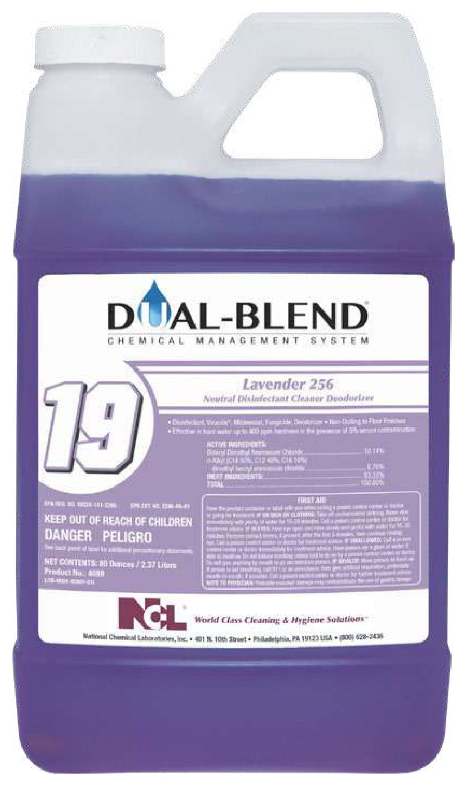 NCL DB #19 Lavender 256 Disinfectant desinfectante neutro 1:256 80Oz NCL DB #19 Lavender 256 Disinfectant desinfectante neutro 1:256 80Oz