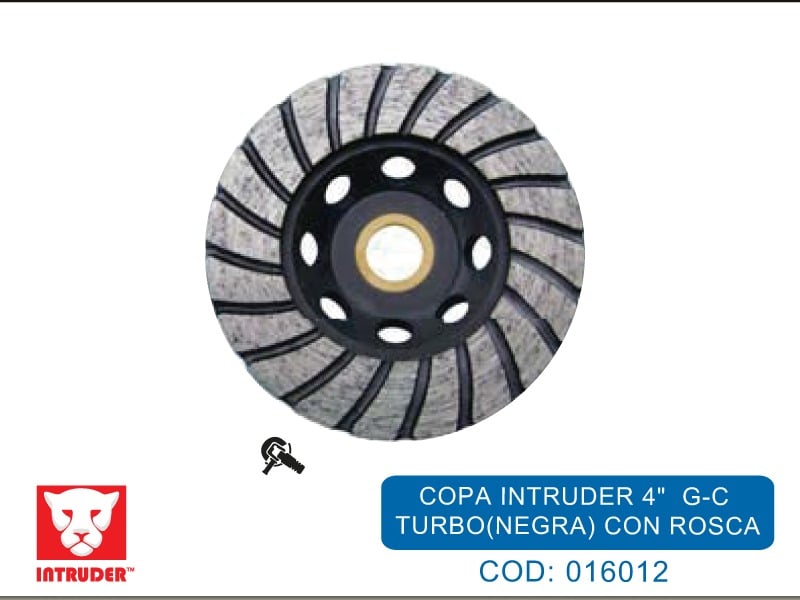 Copa diamantada turbo 4 pulgadas con rosca Intruder para desbaste