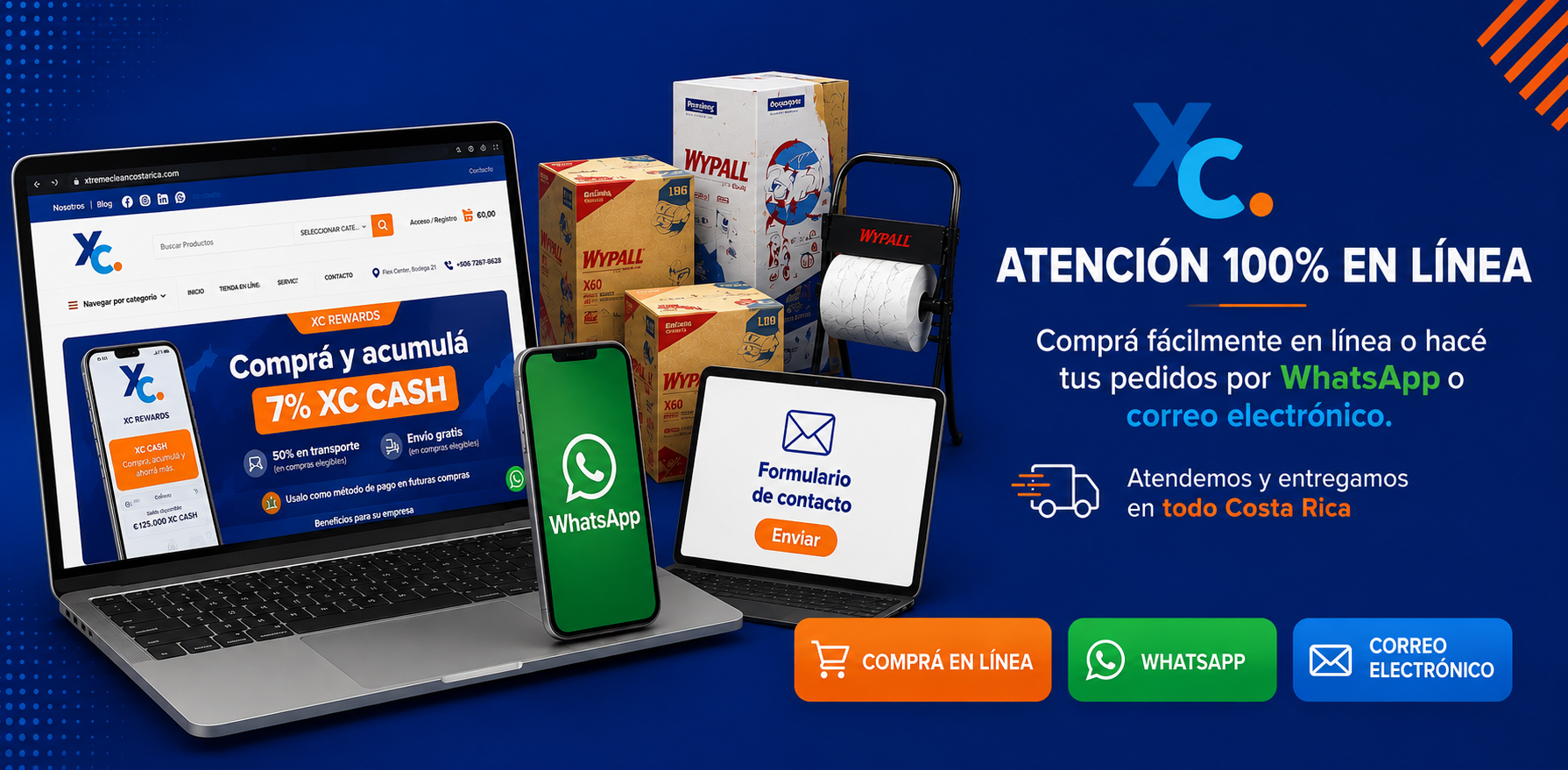Xtreme Clean: atención 100% en línea. Comprá en línea, por WhatsApp o por correo. Atendemos y entregamos en todo Costa Rica.