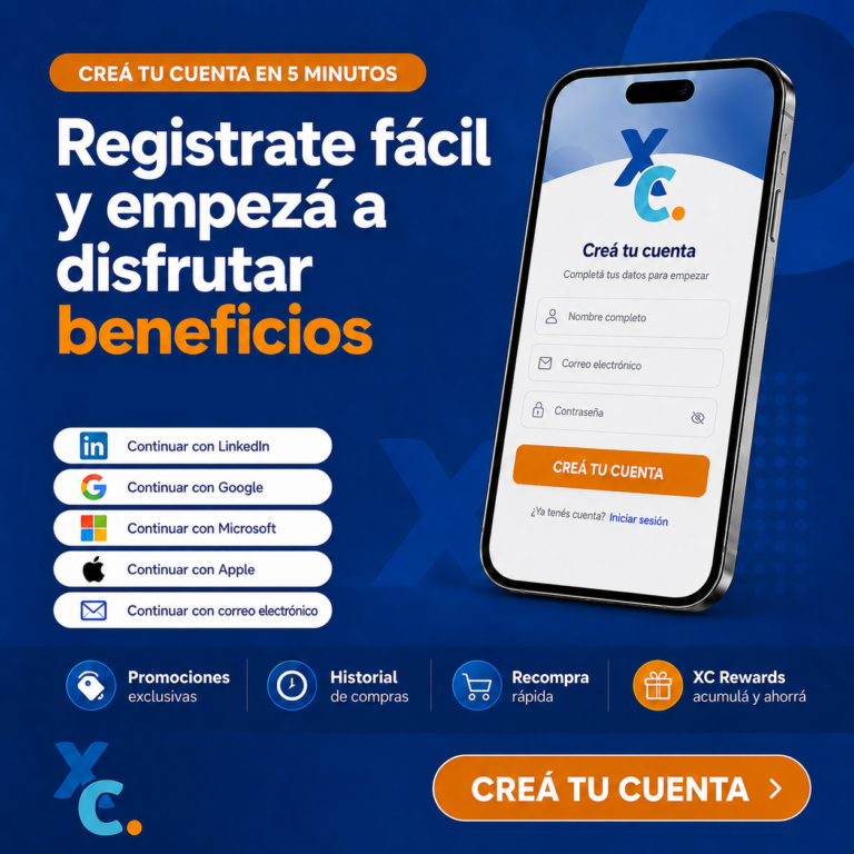 Registrate fácil y empezá a disfrutar beneficios: promociones exclusivas, historial, recompra rápida y XC Rewards