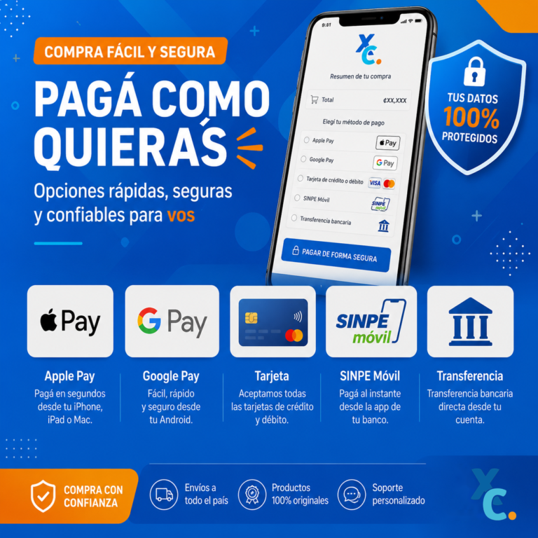 Pagá como quieras: Apple Pay, Google Pay, tarjeta, SINPE y transferencia
