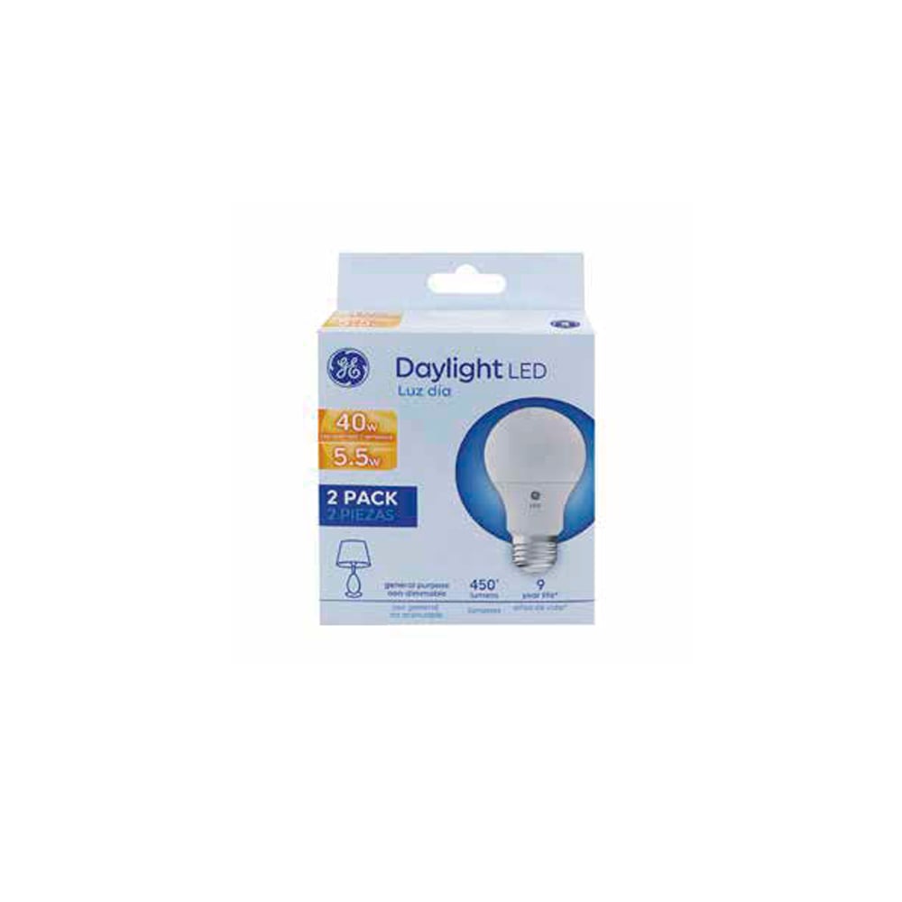 1022818731.jpg Bombillos LED GE 5.5W A19 6500K 450 lm, paquete de 2 – E50007
