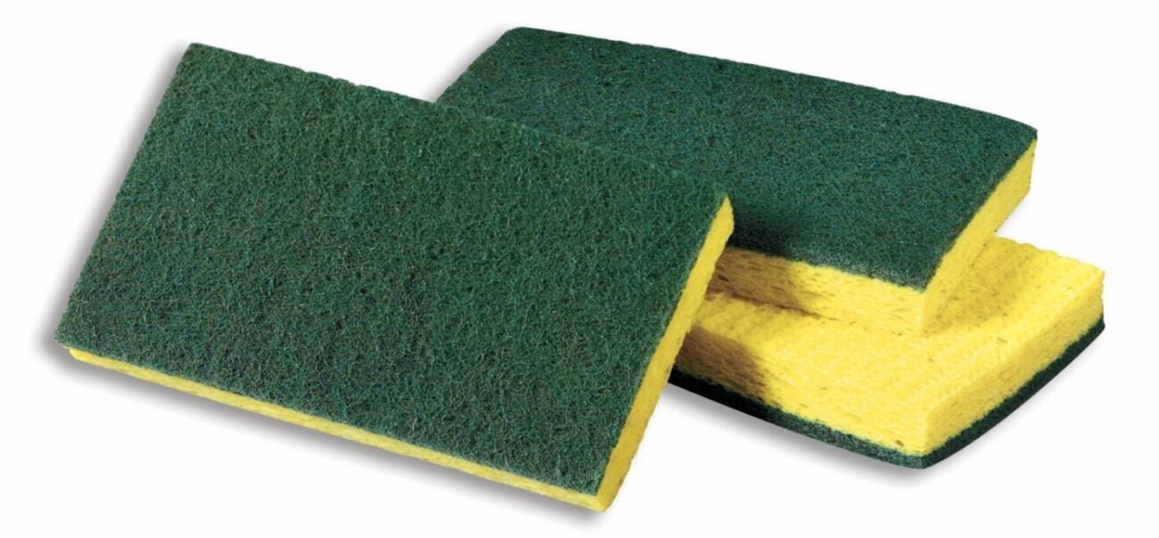 Fibra P-94 Scotch-Brite doble uso de 3M, verde con esponja amarilla