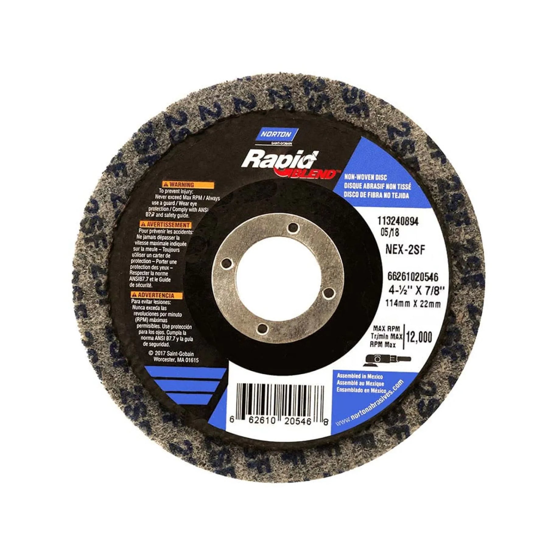 Disco Norton Rapid Finish gris para acero inoxidable y aluminio de 4 1/2 pulgadas Disco Norton Rapid Finish gris para acero inoxidable y aluminio de 4 1/2 pulgadas